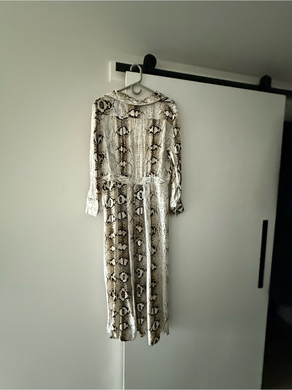 Topshop Snake Print Midi Dress in White and Brown